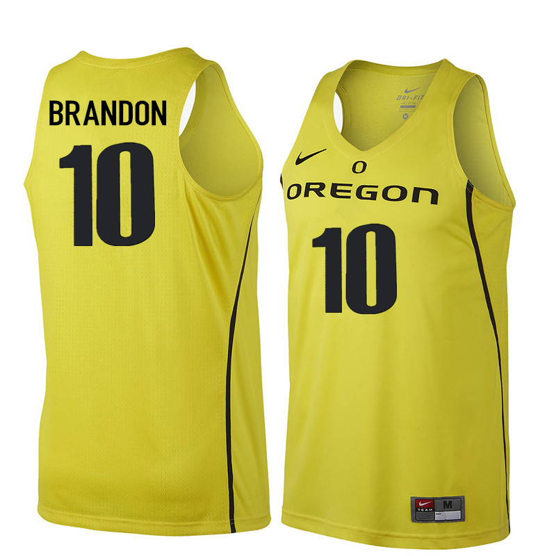 Men Oregon Ducks #10 Terrell Brandon College Basketball Jerseys Sale-Yellow